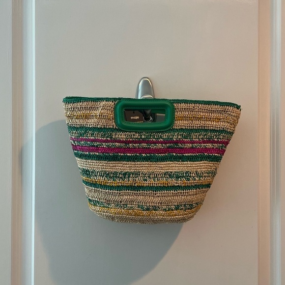 NEW Maje Mini Striped Raffia Bag - Picture 13 of 16